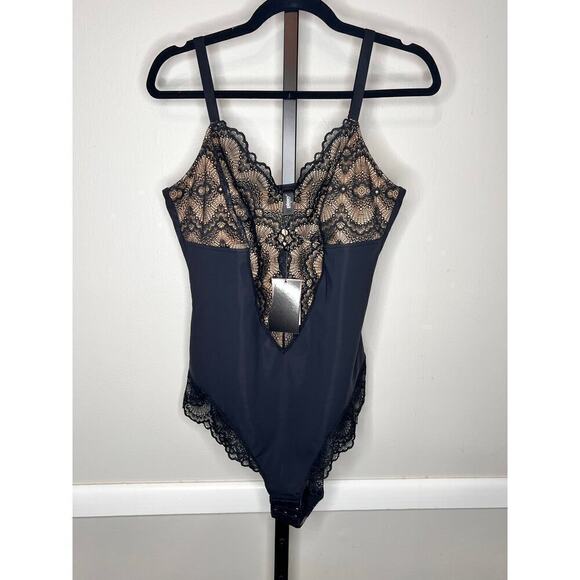 Pinsy Black Sculpting Lace Shapewear Bodysuit Plus Size 1X NWT - Picture 5 of 10